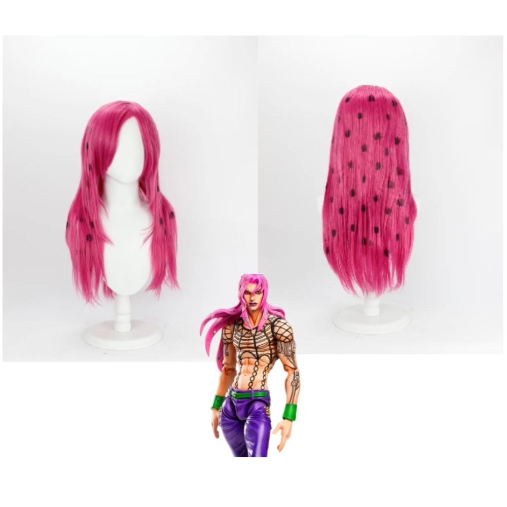 Cosplay Anime Pink Hair - Anime JoJo Diavolo Cosplay Pruik Roze
