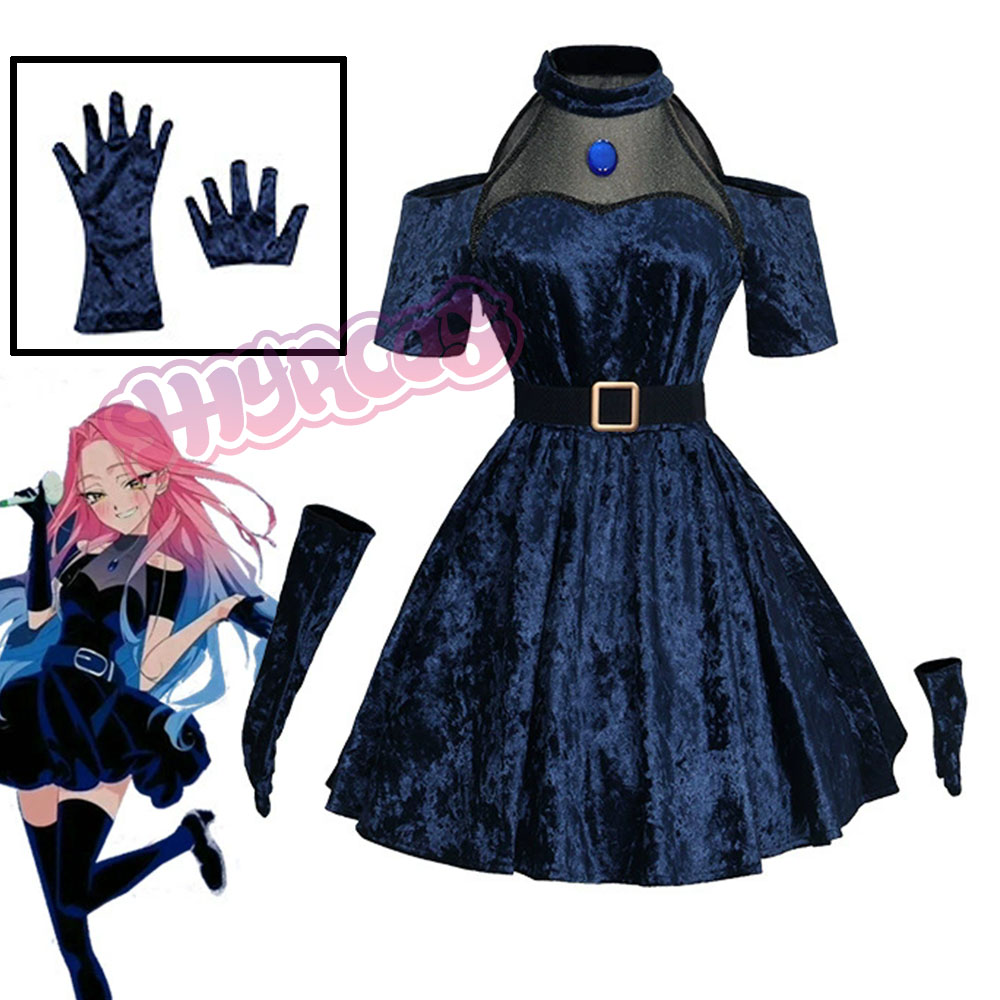 Cosplay Anime Pink Hair - Mizi Cosplay Anime Alien Toneelkostuum Donkerblauwe