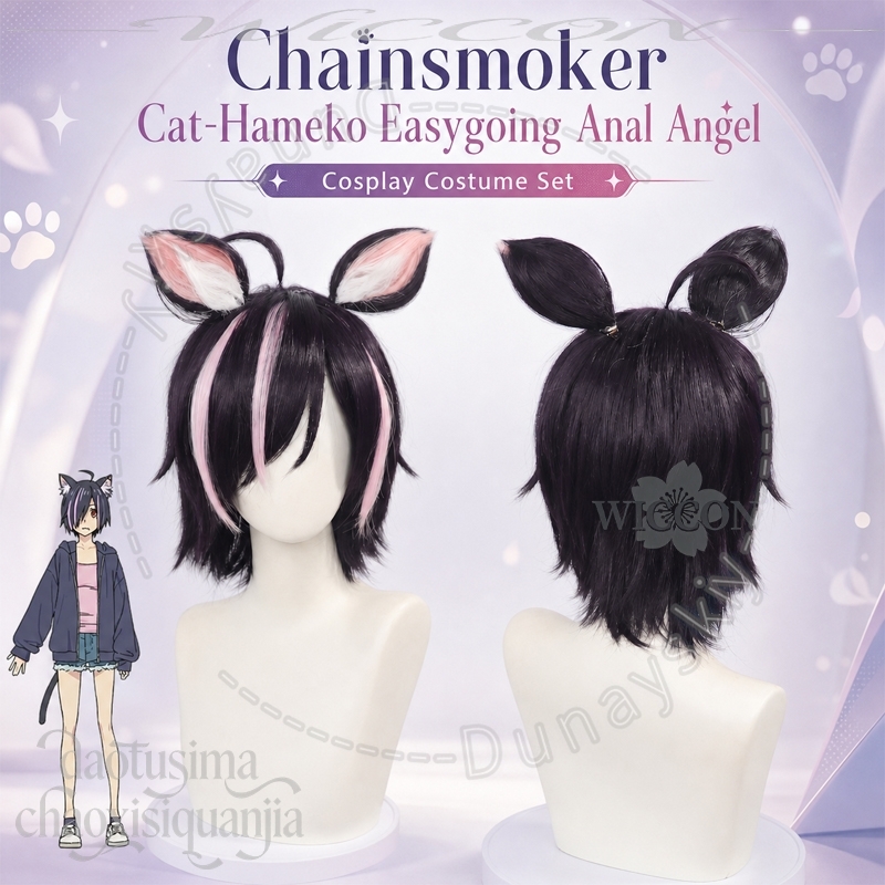 Cosplay Anime Pink Hair - Anime Chainsmoker Cat Cosplay Hameko Easygoing