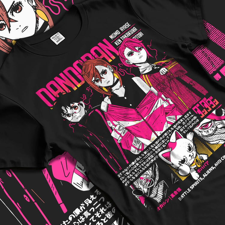 Anime Cosplay Title - 2026 Dandadan hoofdrolspelersgroep enkelzijdig T-shirt roze